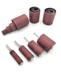 Heavy Hitter Rubber Sanding Drum Kit With Premium Cloth Backed Aluminum Oxide Abrasive Sleeves, showing various drum sizes for wood smoothing.