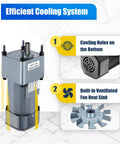 Heavy Duty Beefed Up 250W AC Gear Motor With Speed Controller, 135RPM Output, 10K Gear Reduction, cooling features detail