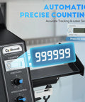 Automatic Label Dispenser For Adhesive Sticker Rolls Delivers Dead Simple Auto Peel And Smart Sensor Counting With Adjustable Speed Settings For Busy Offices And Shipping Rooms display showing precise counting with controls.