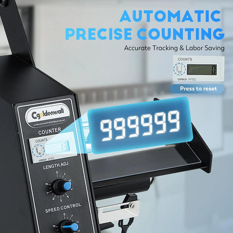 Automatic Label Dispenser For Adhesive Sticker Rolls Delivers Dead Simple Auto Peel And Smart Sensor Counting With Adjustable Speed Settings For Busy Offices And Shipping Rooms display showing precise counting with controls.