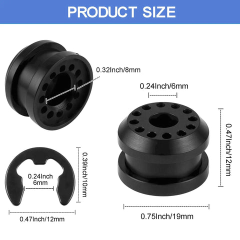Diagram showing dimensions of Dodge Ram 4x4 Transfer Case Shifter Linkage Bushing Grommet Kit Replacement For 2002 To 2010