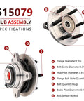 Front Wheel Hub Bearing Assembly For 4x4 Ford F-150 2005 To 2008 And Lincoln Mark LT 2006 To 2008 With 6 Lug Pattern And ABS Sensor Replacement 515079 Heavy Duty High Quality Hub Bearing Module specifications diagram