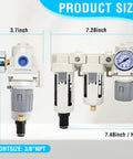 Pro Grade Heavy Duty Air Pressure Regulator With Auto And Semi Auto Drain Dual Filter Water Separator for Compressors