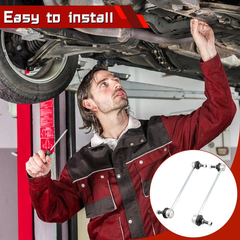 Mechanic installing Two Pack Front Stabilizer Sway Bar Links Compatible With Versa 2007 2019 under a car