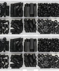 Hex Column Spacer Screw Kit M3 Nylon Pillar Standoff Nuts for Motherboard Assembly, 540 to 720 Pieces, DIY Friendly Kit Includes Male and Female Nuts, Durable Spacing Fasteners, Four Sets. black M3 nylon standoff screw kit in compartment case