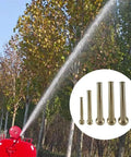 Built Tough Brass Fire Hose Nozzle One And A Half Inch Npt Thread High Pressure Firefighting Sprinkler Control Valve spraying water outdoors