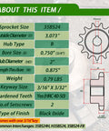 Diagram of 24 Tooth Sprocket For Mini Bikes And Go-Karts With Three-Quarter Inch Bore And Three-Sixteen Inch Keyway.