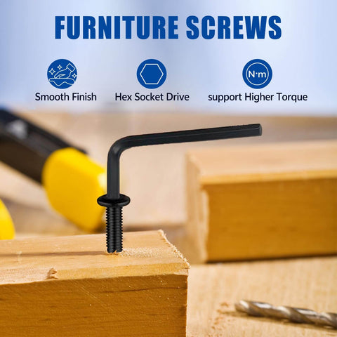 50 Pack 1/4-20 Hex Socket Cap Screws Flat Head Allen Bolts Black Oxide Stainless Steel 304 18-8 used in wood fastening