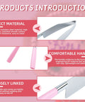 2 Piece Rose Red Stainless Steel Cake Slicer Cutter For Precise Even Square Sheet Cake Portions Easy Grip Ergonomic Handle Rustproof