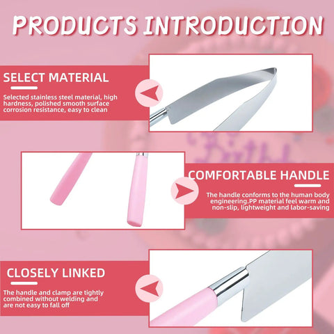 2 Piece Rose Red Stainless Steel Cake Slicer Cutter For Precise Even Square Sheet Cake Portions Easy Grip Ergonomic Handle Rustproof