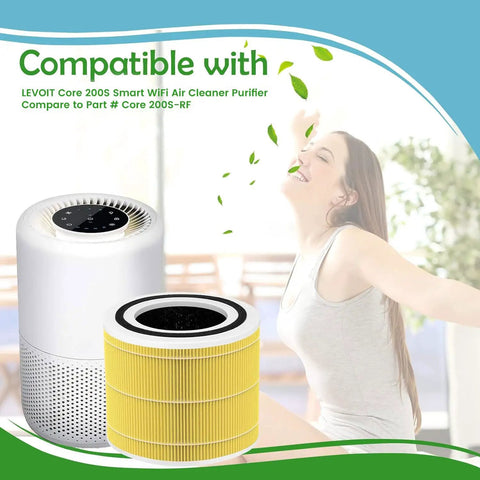 True HEPA Pet Replacement Filters 3 Pack For Levoit Core 200S Smart WiFi Air Cleaner Purifier 3 Stage H13 Grade Filter Set Replacement Core 200S RF Compatible.