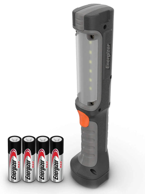 HC550 LED Flashlight Pack Of 2, Water Resistant Magnetic Work Light With AA Batteries Included, shown with batteries
