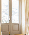 Double doors with 2 Pack Barn Door Handles Set in Stainless Steel, Sliding Door Pull Handles, 160mm, mounted with curtains