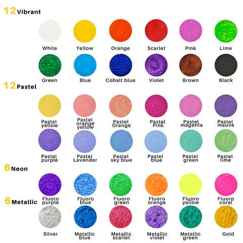 Killer Pack Of Butter Smooth Tempera Paint Sticks Serving Up 36 Fresh Washable Shades like vibrant, pastel, neon, and metallic colors.