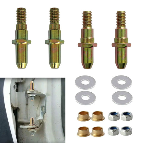 Door Hinge Pin And Bushing Repair Kit For 1999 Up GMC Sierra Silverado Chevy Truck SUV with 4 zinc plated pins, bushings, washers