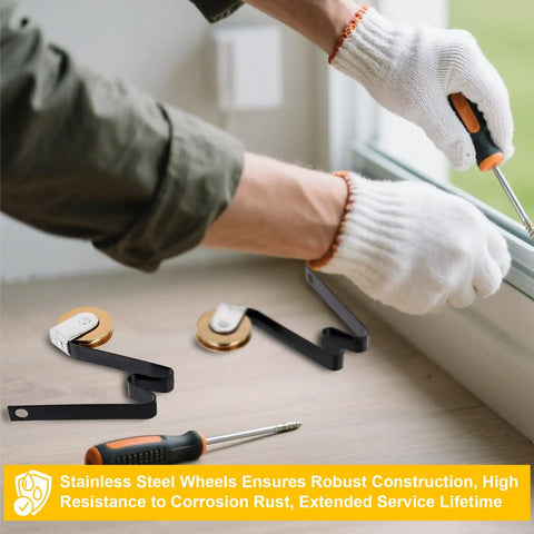 Person installing 4 Piece Sliding Screen Door Roller Kit With 1 Inch Steel Ball Bearings For Easy Glide And Quiet Operation On Top And Bottom Tracks