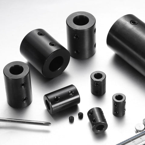 Beefy Rigid Shaft Coupling With Set Screws Five Eighths Inch Bore One And A Quarter Inch Outside Diameter Two Inch Length Black Oxide Steel Hex Wrench Included