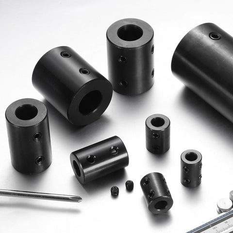 Beefy Rigid Shaft Coupling With Set Screws Five Eighths Inch Bore One And One Quarter Inch OD Two Inch Long Black Oxide Steel Includes Hex Wrench Great For 3D Printers Motors And Wheel Projects