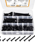 175-Piece 1/4-20 Flat Socket Head Screws Set With Black Oxide Finish, 304 Stainless Steel Countersunk Bolts And Lock Nuts Kit