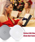 Square Drain Hair Catcher With Strong Suction Cups For Shower And Tub Easy To Install Silicone Hair Stopper 2 Pack Grey White