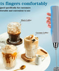 Handheld Milk Frother And Electric Whisk With 3 Speed Settings, Stainless Steel 3 Whisks, Rechargeable USB Powered in use
