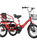 Folding Cruiser Trike For Kids Aged 2 To 10 With Dual Brakes, Three Wheel Rickshaw Pedal Tricycle, red frame, tandem seat