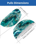 Premium Teal Marble Cabinet Cup Pulls with dimensions 90mm length and 66mm hole centers for kitchen and vanity use.