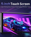Side view of 5 Inch Touchscreen MP3 Player With 128GB Real Storage, Bluetooth, WiFi, Android 13, displaying a vibrant car graphic.