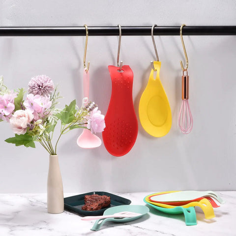 Extra Long S Shape Hanging Hooks Set Dope Matte Silver Finish Heavy Duty 120mm 4.72 Inch Carbon Steel Hangers with utensils