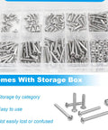 240 Pieces 4-40 Phillips Pan Head Machine Screws Nuts And Washers Assortment Kit for DIY Projects in storage box