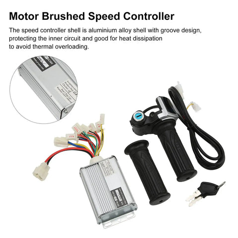 36V 1000W Ebike Controller Kit With Locking Battery Display And Twist Throttle Grip Ready To Roll Brushed Motor Speed Controller Replacement For Electric Tricycles Elderly Bikes Mini Pocket Bikes And Scooters, aluminum controller and grips