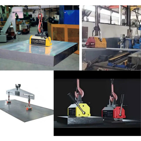 Beefy Magnetic Lifter With Release, 1320 Lbs Capacity, Upgraded 3.0 Safety Factor, Heavy Duty Lift Magnets in use on steel plates