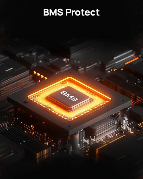 BMS chip on a circuit board showcasing protective technology in a Slick Pocket Sized Portable Power Station With Resilient LiFePO4 Cell And 100 Watt Output.