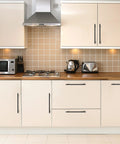 Modern kitchen with Matte Black 10 Inch Cabinet Handles Set for Kitchen Cabinets Stainless Steel Drawer Pulls installed