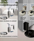 Mechanical Door Stop With Locking Action No Magnetic Floor Door Holder For Gaps Up To 1.2 Inches Adjustable Height Nail Free Or Screw In Matte Black 1 Pack showing installation and locking mechanism