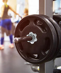 2 Pack Dumbbell Barbell Connector Rods With Quick Release Stainless Steel Locks for gym weightlifting in use on barbell plates