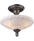 Three Light Semi Flush Ceiling Fixture In Dark Silver Finish With White Antique Glass Classic Vibe Traditional Style Hardwired Mount