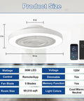 Bladeless Flush Mount Ceiling Fan With Light And Remote Control 19 Inch Low Profile DC Motor Smart App Control Dimmable LED