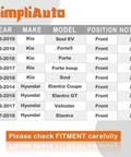 Compatibility chart for Two Pack Beefed-Up 510093 Front Wheel Hub Bearing for Hyundai and Kia models 2007-2019.
