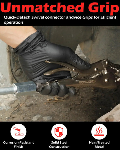 Using Heavy Duty Locking Pliers And Nine Point Eight Inch Slide Hammer Combo With Quick Release Swivel Connector for CV axle removal