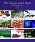 Knockout 1600W UV Cure Lamp Dual 365nm And 395nm LED Spotlight shown curing LED UV ink and resin 3D models.