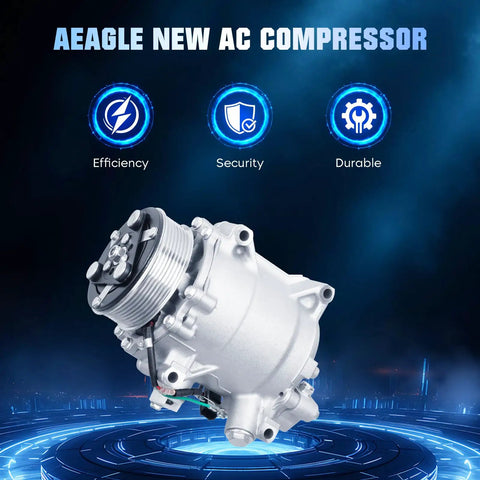 Heavy Duty Air Conditioning Compressor And AC Clutch Assembly Slam Dunk Fit Acura Rdx Honda Civic Si Crv 2.3 2.4 Liter 2007 2015 OEM style direct bolt on.