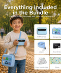 Kids Instant Print Camera Kit With 16MP Sensor, 9 Rolls Paper, Travel Case And Wearable EVA Case, Prints Up To 450 Photos, Durable Lightweight Gift For Ages 4 To 12, Your Kid's New Travel Photo Buddy, shown with boy