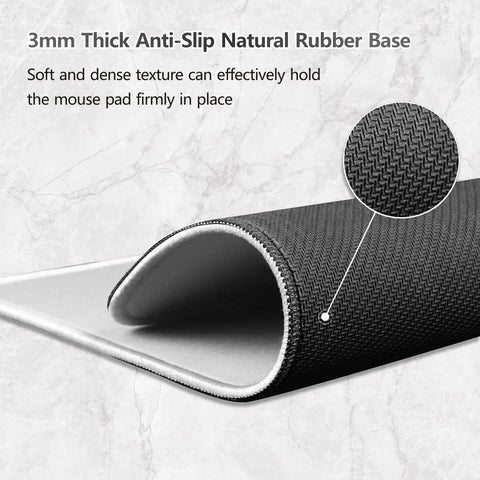 Close-up of the 3mm thick anti-slip rubber base of White Sublimation Blank Mouse Pads 10 Pack With Non Slip Rubber Base For Heat Press Transfer And DIY Crafts, 26x21x0.3 cm, Perfect For Printing Personal Images On Computer Desk Mats.