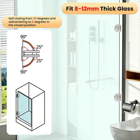 Brushed Nickel 90 Degree Glass Shower Door Hinge In SUS304 Stainless Steel Built To Last Rustproof And Corrosion Resistant diagram