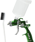 Top Shelf Forged HVLP Touch Up Gun With 1MM Nozzle And Plastic Cup features a green anodized frame and cleaning brush.