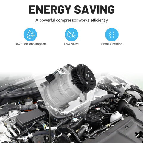 New Ac Air Compressor With Clutch Fits Buick Enclave Chevy Traverse Gmc Acadia Saturn Outlook 3.6L in car engine bay.