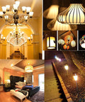 Various lighting setups including chandeliers and outdoor lights showcasing G4 Halogen Bulb 20W 12V Dimmable Pack Of 12 for different uses.