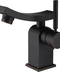 Unicus Single Lever Basin Faucet In Oil Rubbed Bronze, Solid Brass Construction, side view, lever and spout visible
