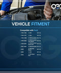 Vehicle fitment details with compatibility for Ford 7.3L Powerstroke Diesel Super Duty models and mechanic working on engine.